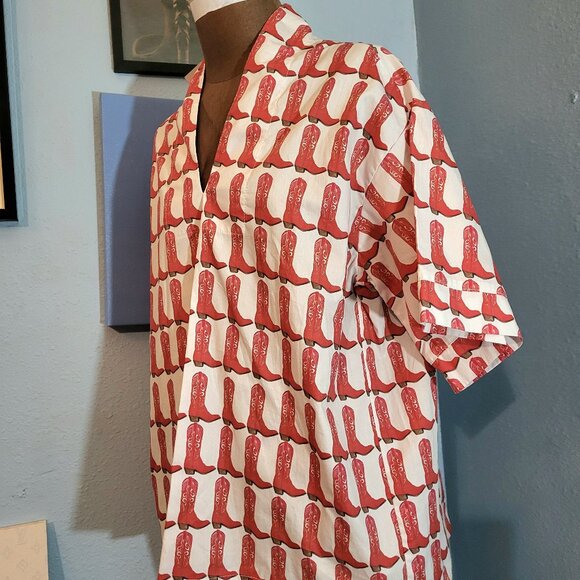 Brooke Wright Kimono Tunic Cowboy Boot Print Top - Picture 5 of 9